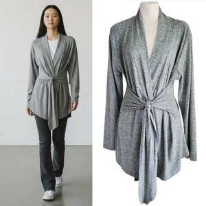 Marika NWT Soft Long Open Cardigan Tie Waist Yoga Wrap Heather Seafoam Green L